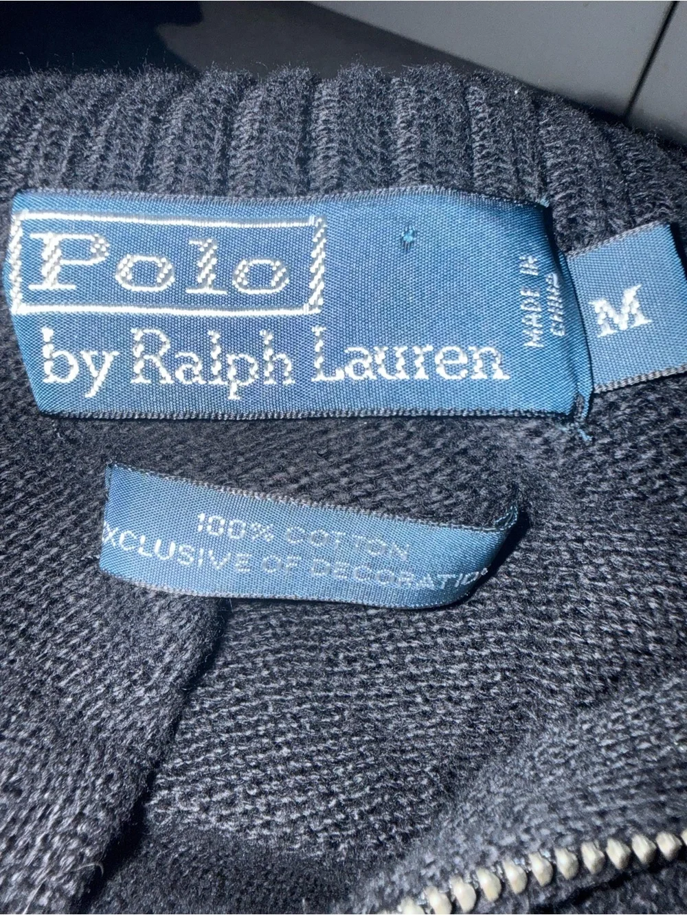 Polo by Ralph Lauren Men's Black Half-Zip Knit Sweater with Purple Pony